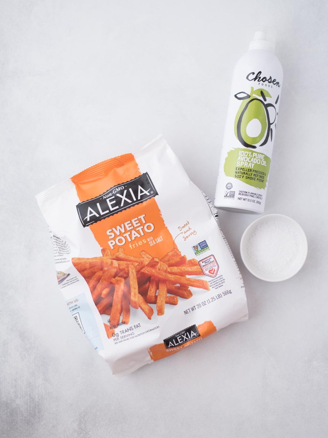 Ingredients needed to make sweet potato french fries.