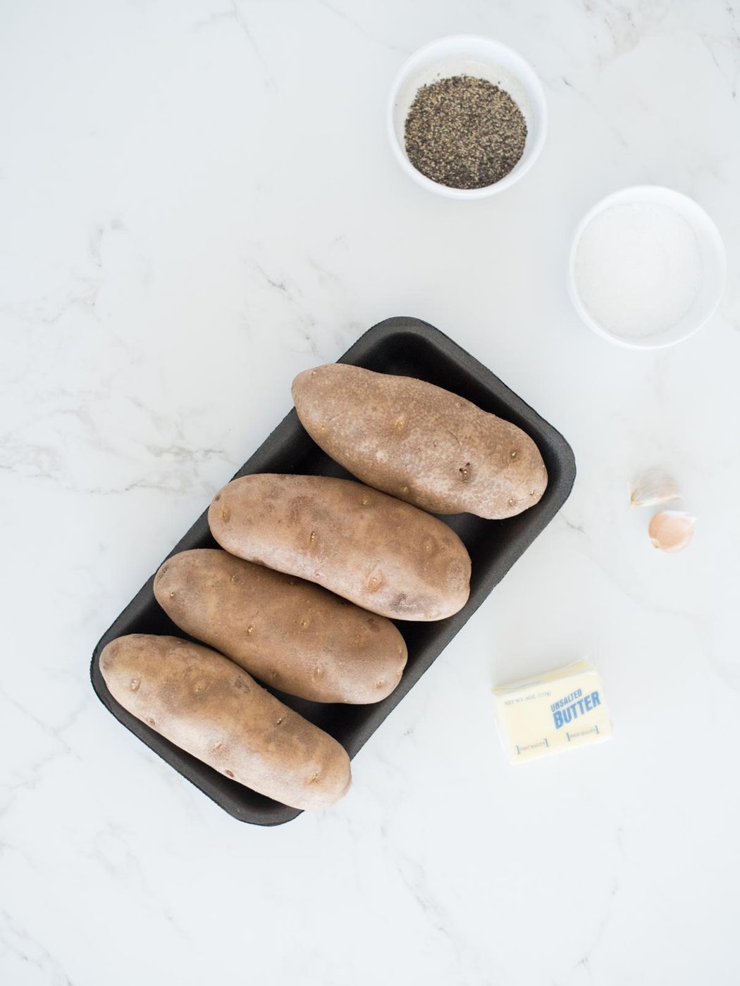 ingredients for garlic hasselback potatoes