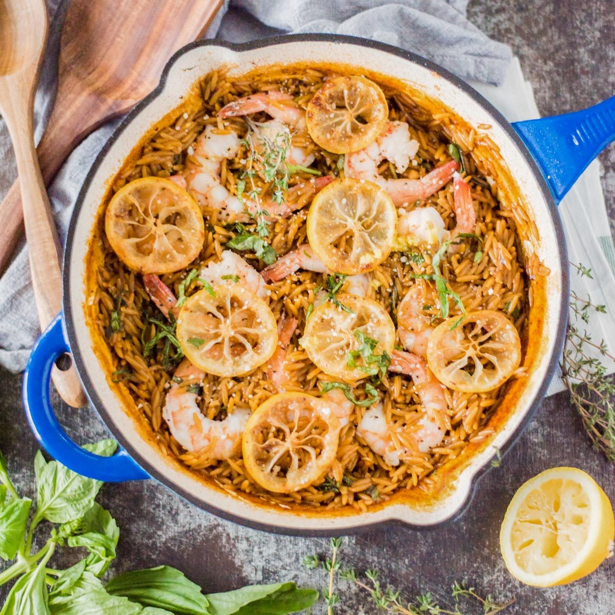 Garlic Lemon Butter Shrimp and Orzo