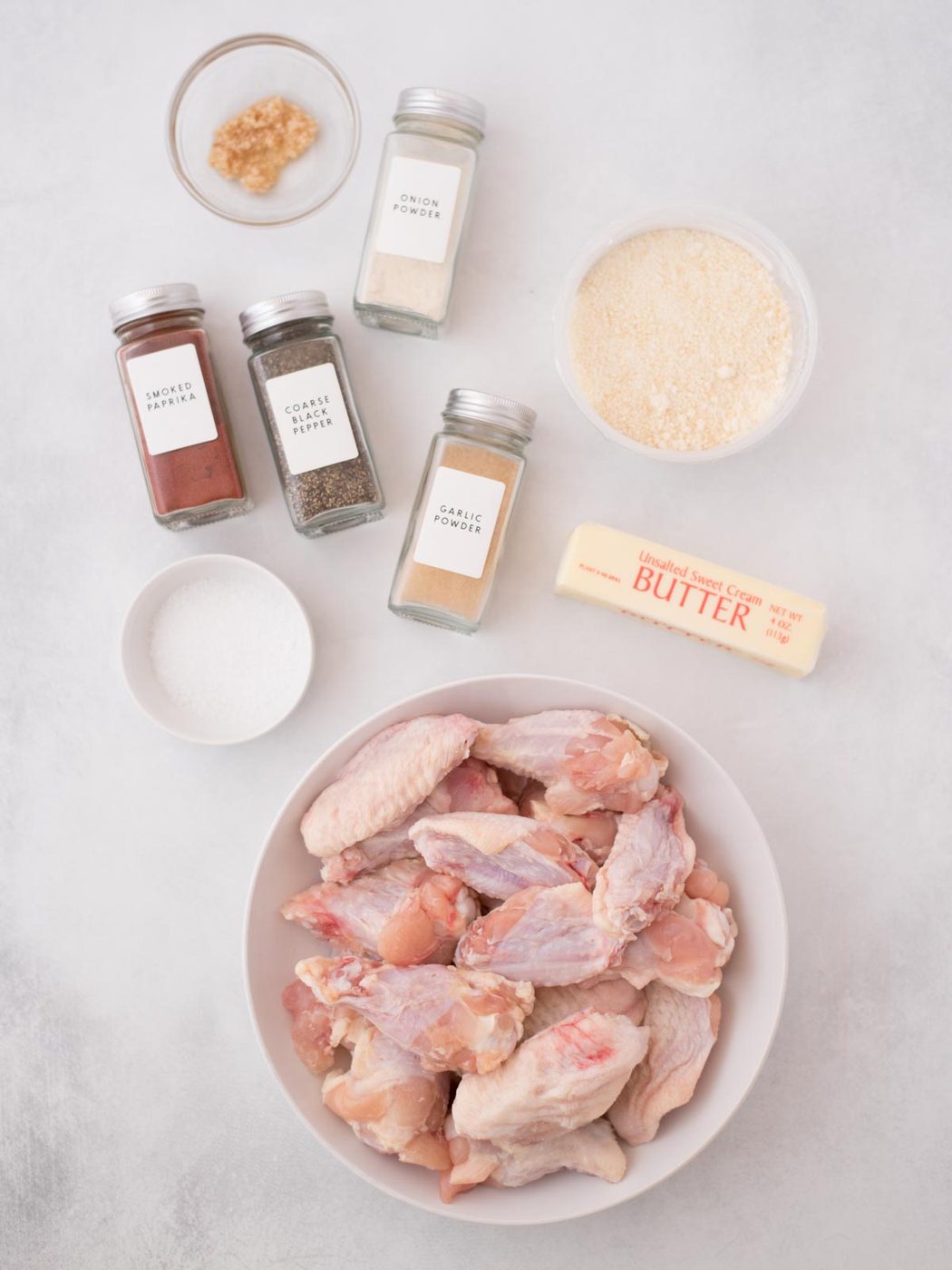ingredients to make garlic parmesan chicken wings