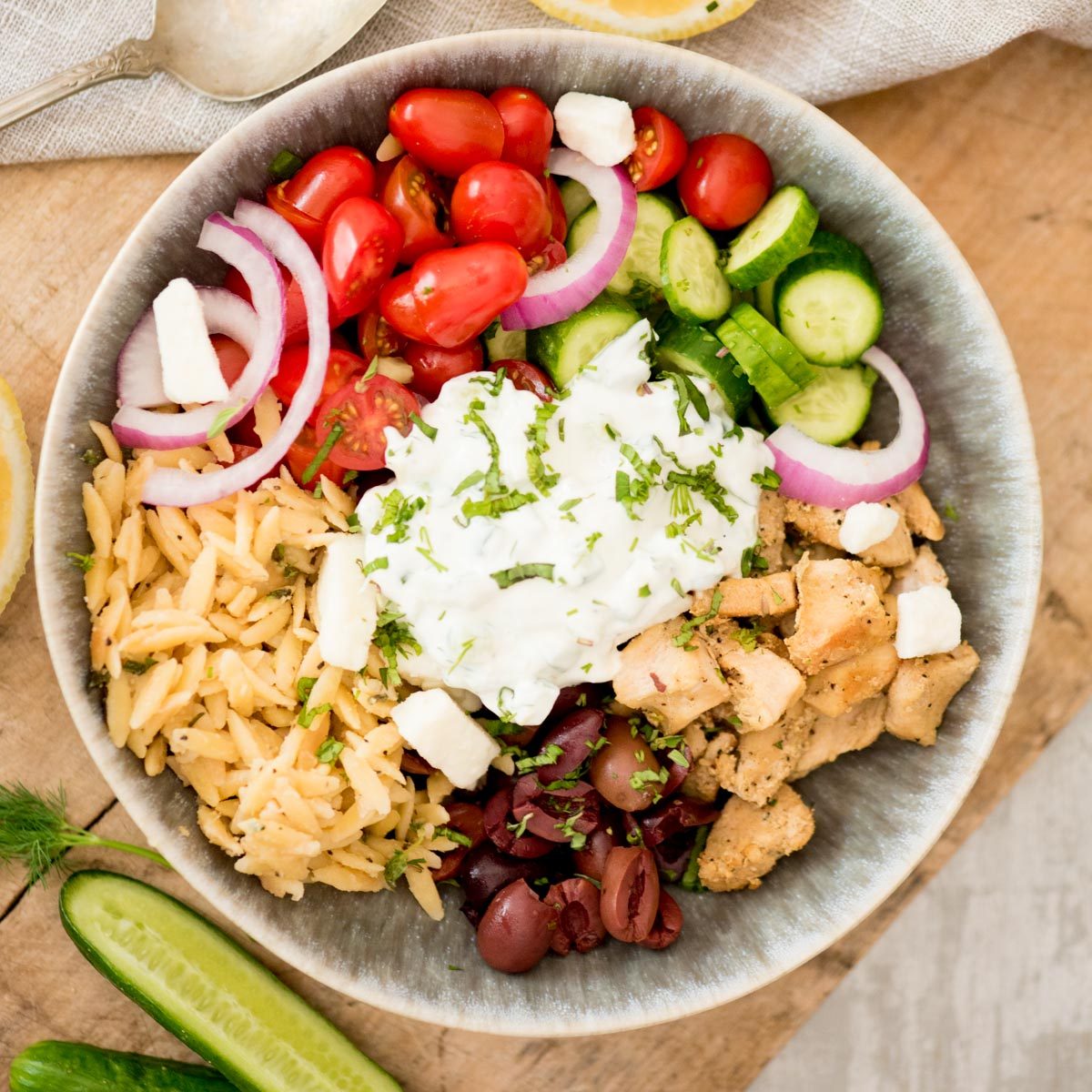Greek Chicken Bowls at home