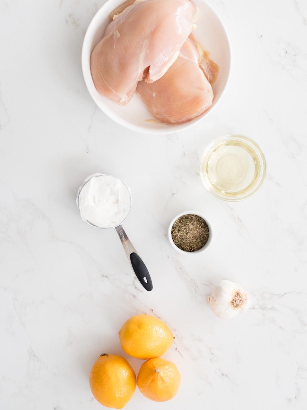 ingredients for greek grilled chicken skewers