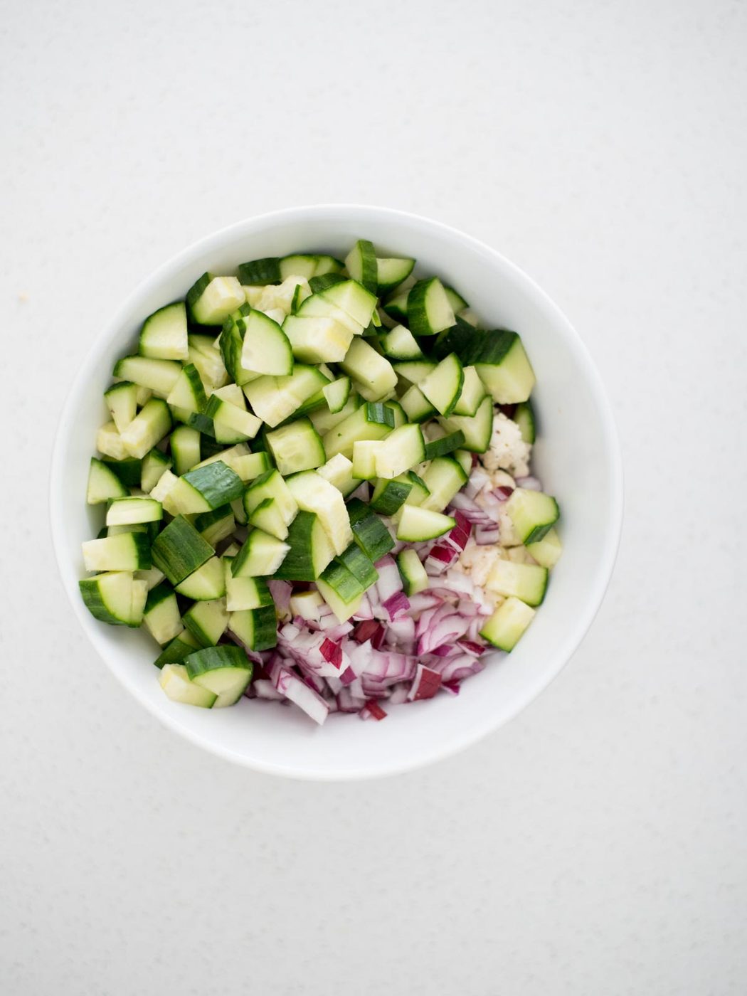 chopped vegetables in a mixing bowl