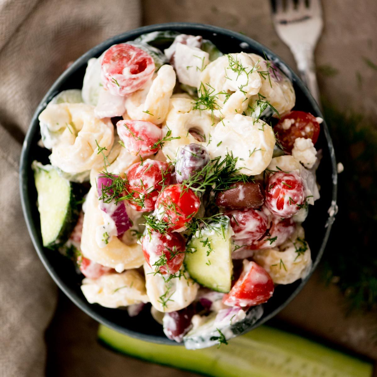 From-scratch Greek Tortellini Pasta Salad