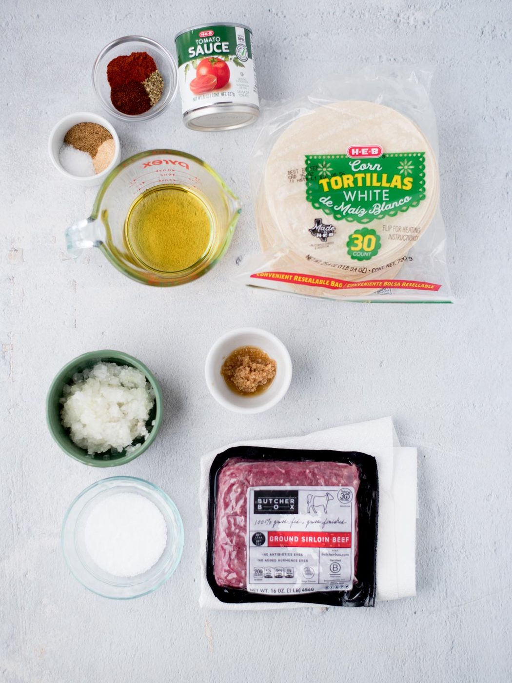 ingredients for ground beef tacos