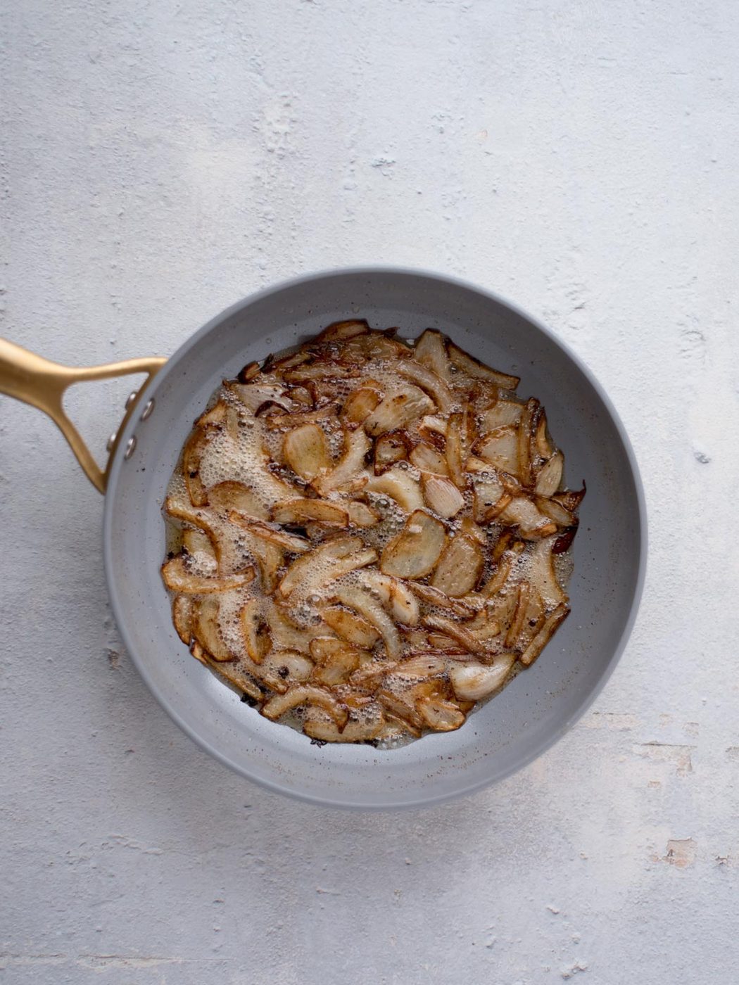 sauteed onions in a skillet