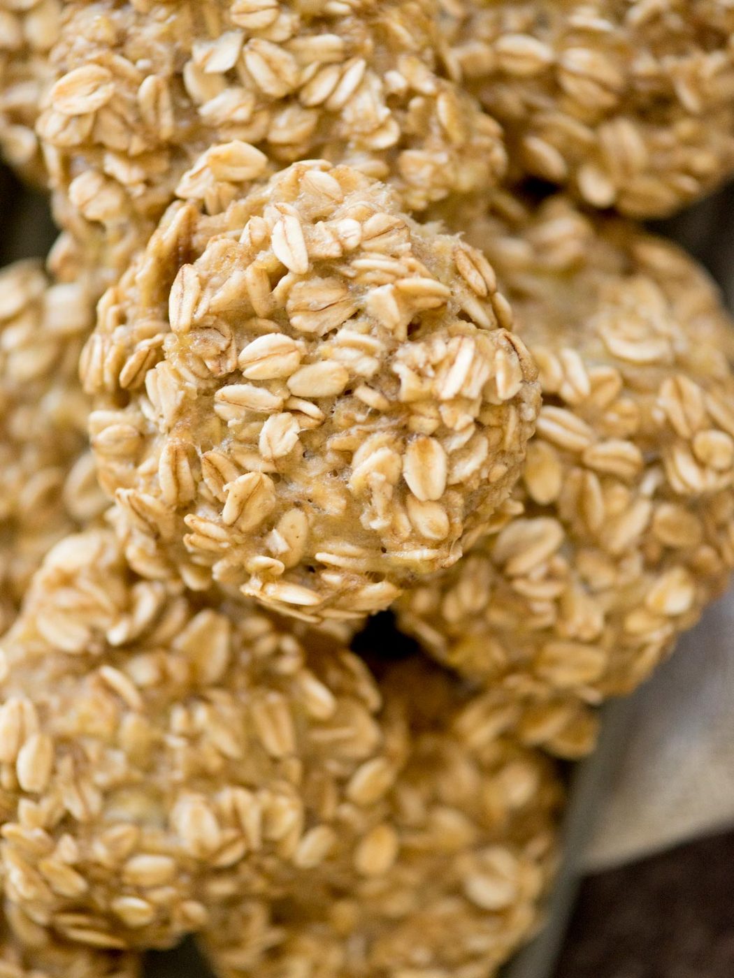 healthy banana oatmeal cookies stacked together