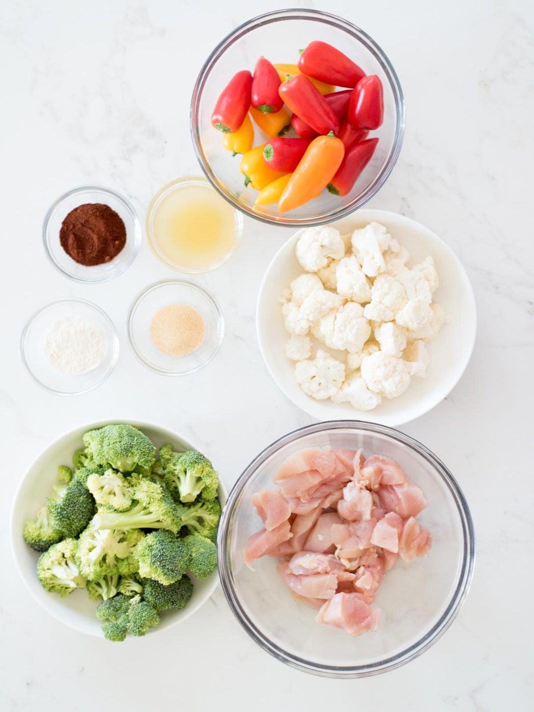 ingredients for healthy chipotle chicken and vegetables