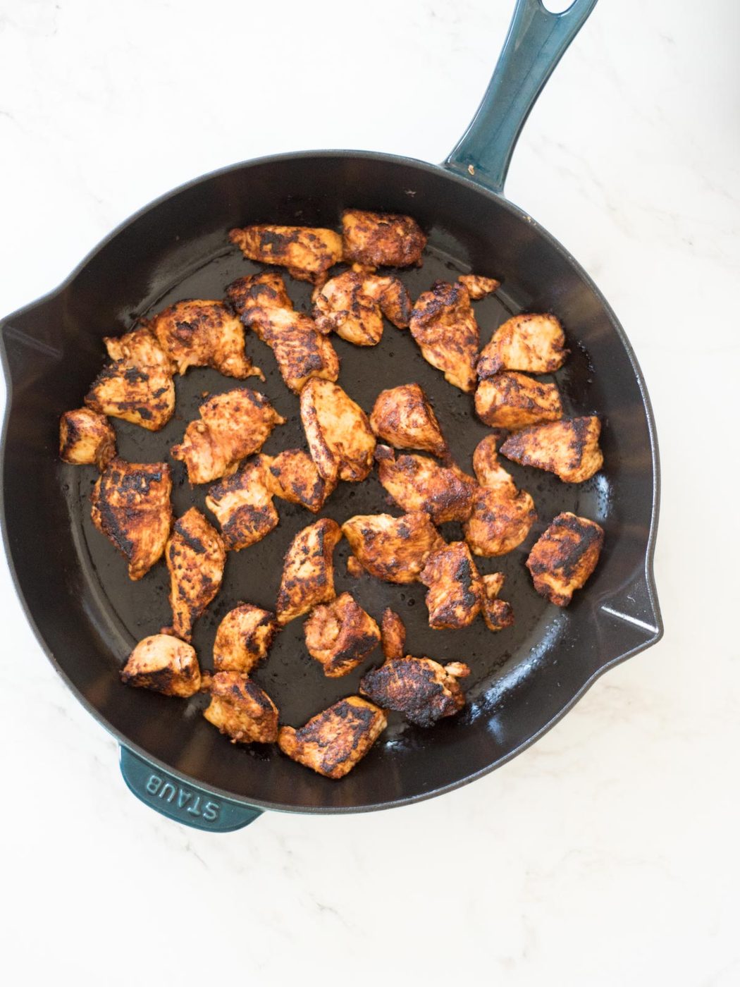 chicken cooked in a skillet