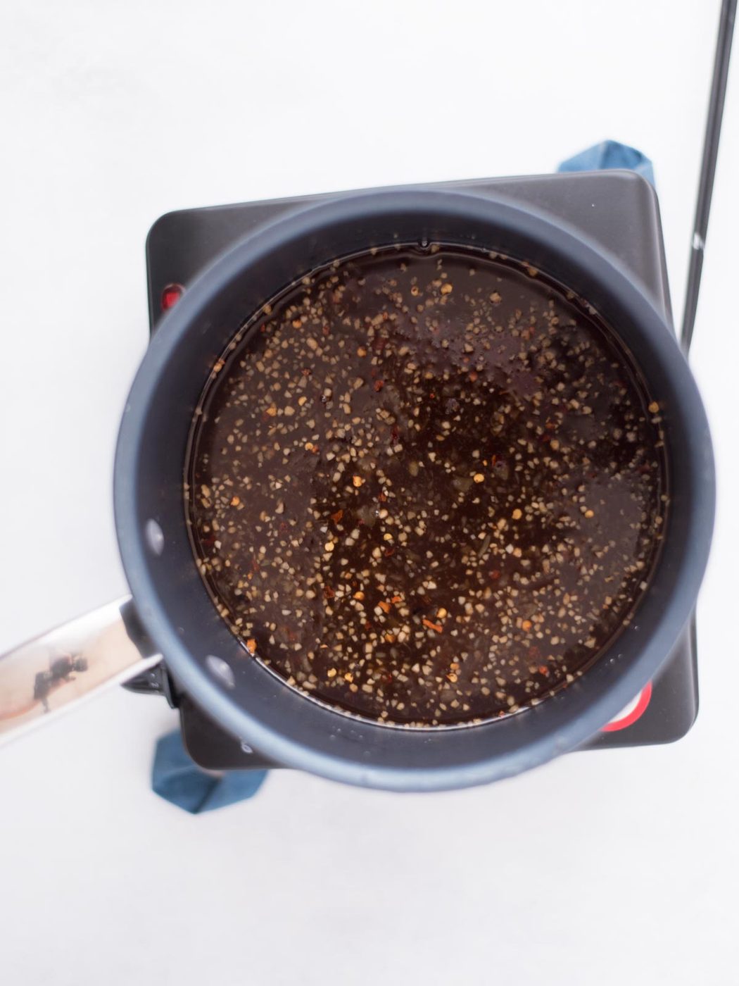 honey garlic sauce in a saucepan