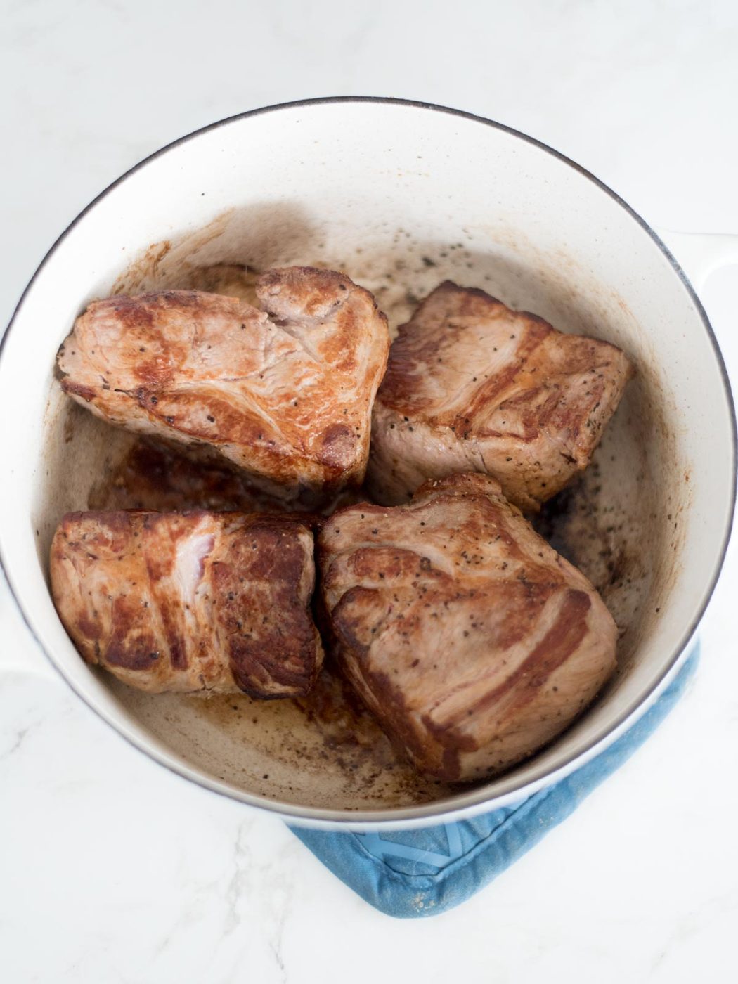 pork butt in a dutch oven