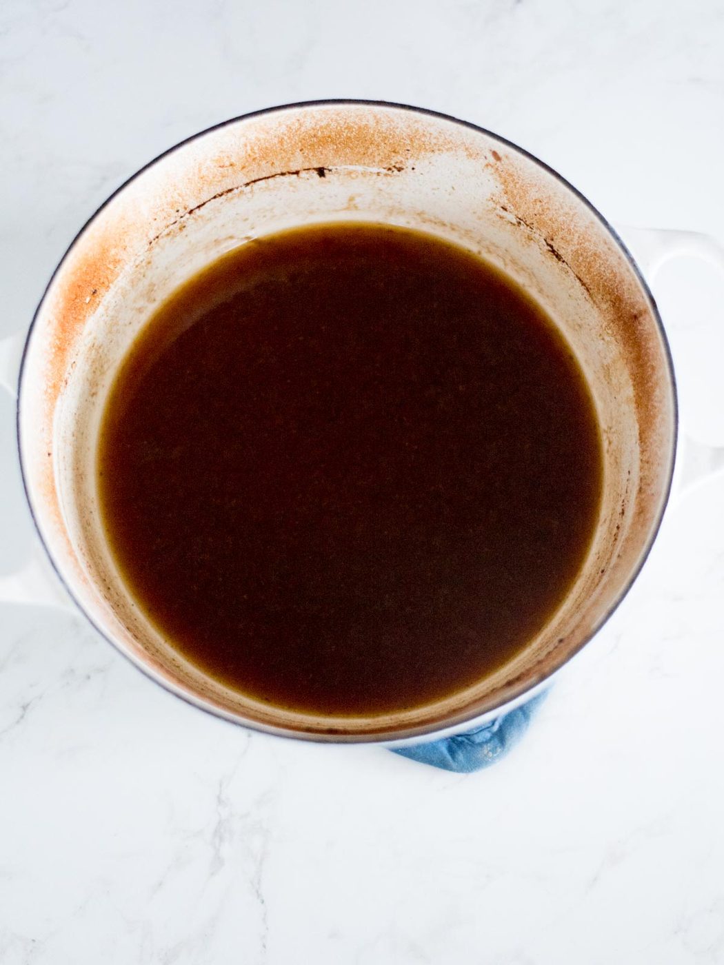 reduced sauce in dutch oven