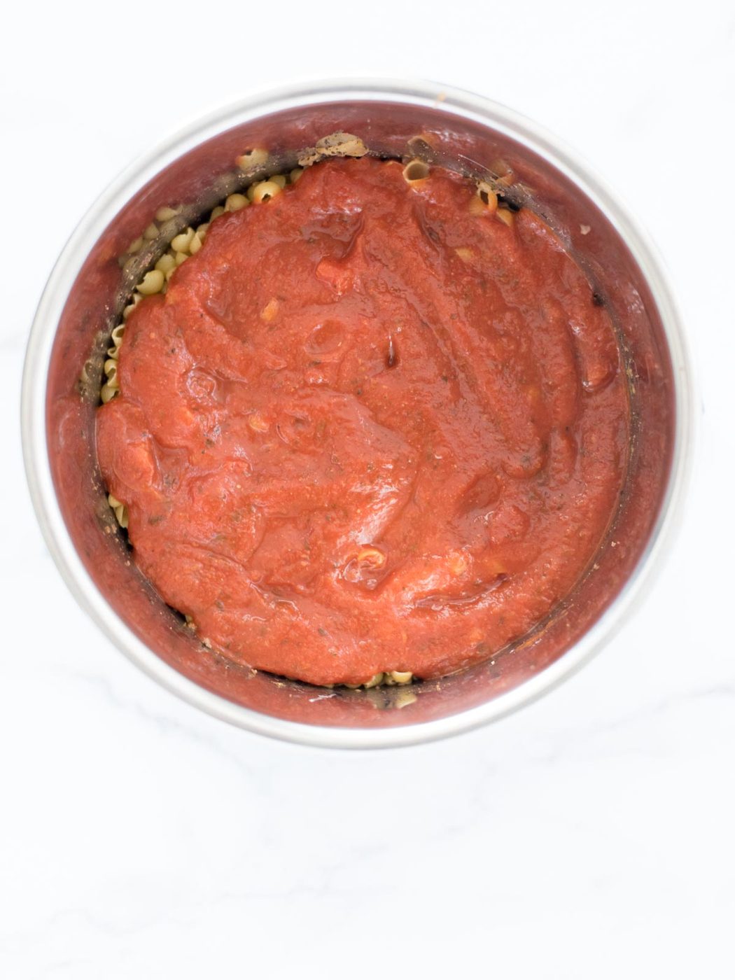 pasta sauce poured into instant pot