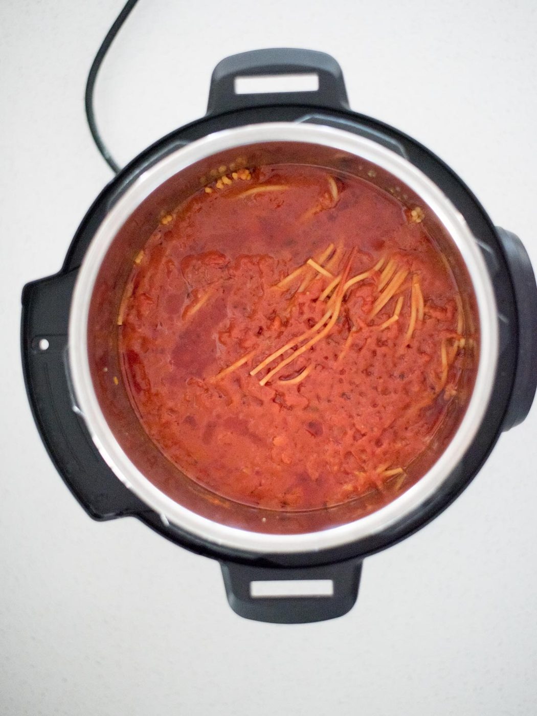 instant pot spaghetti cooked before stirring