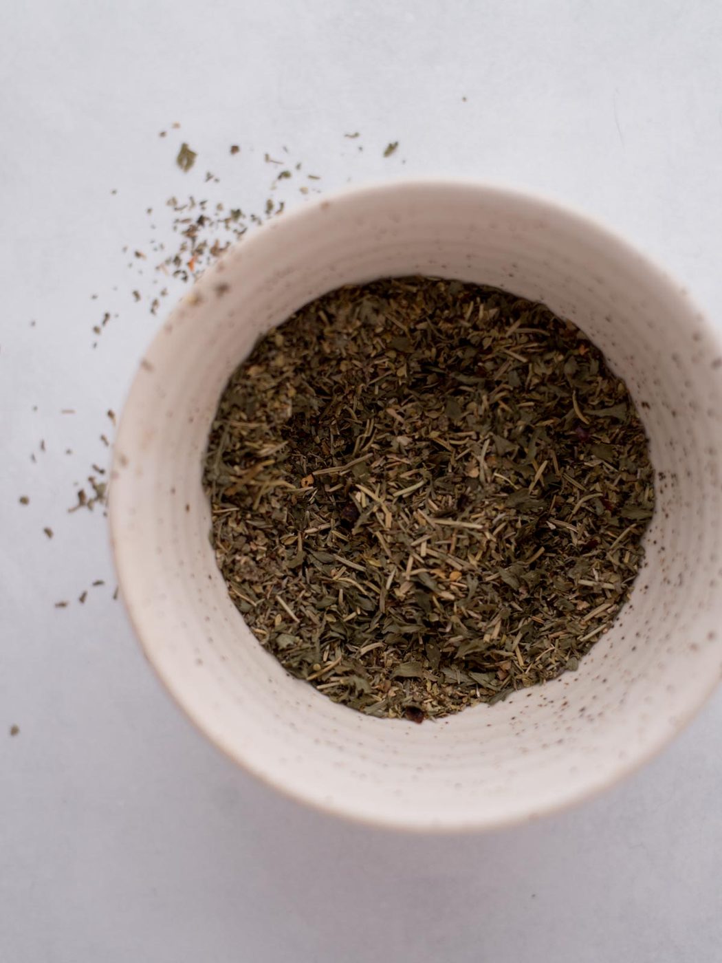 From-scratch italian seasoning combined in a bowl.