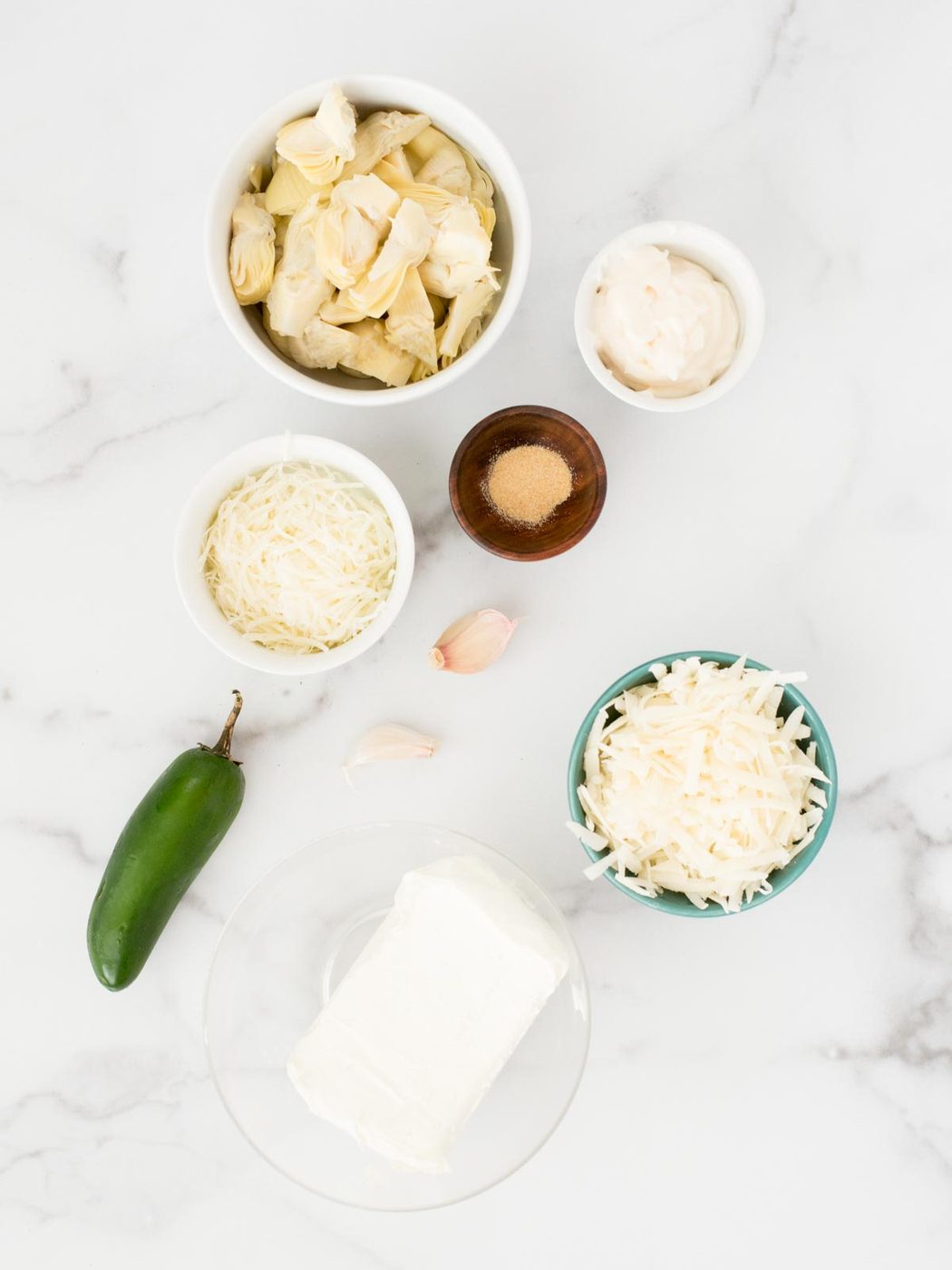 ingredients for Jalapeno Artichoke Dip