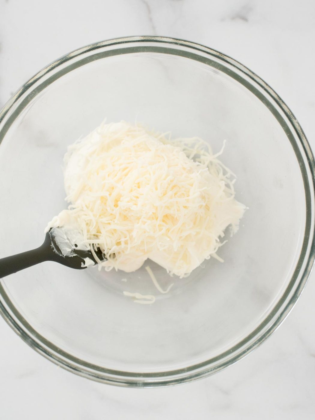 mozzarella and cream cheese in bowl