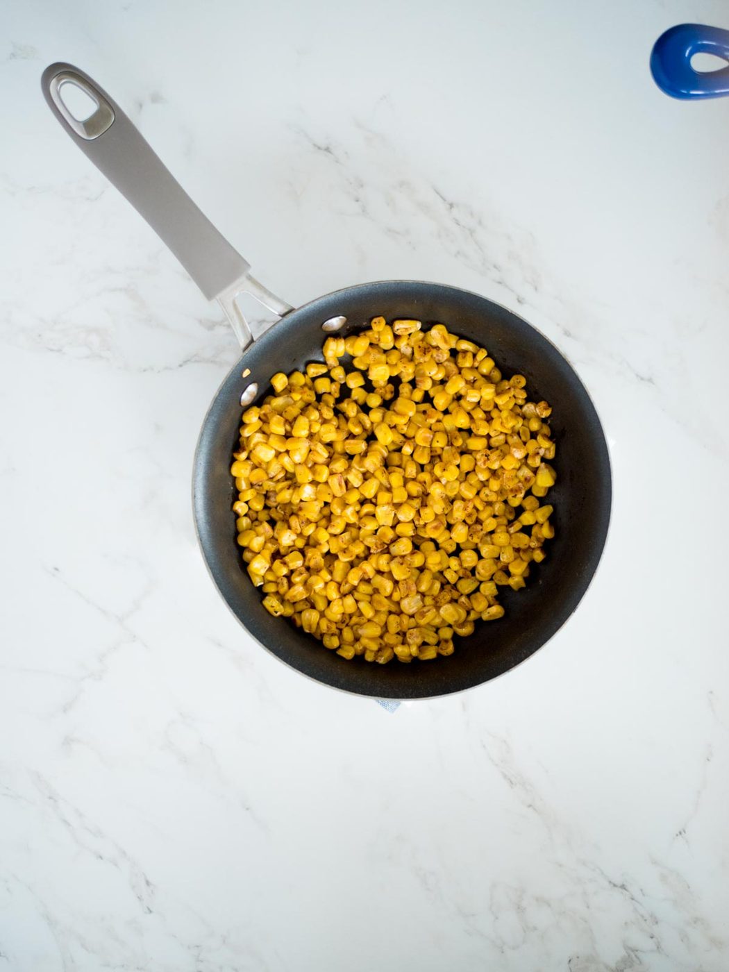 roasted corn in a skillet