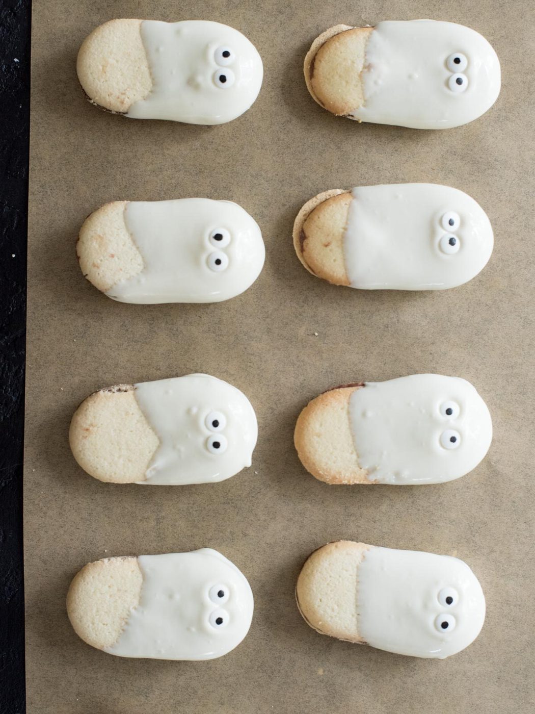 eyes added to almond bark