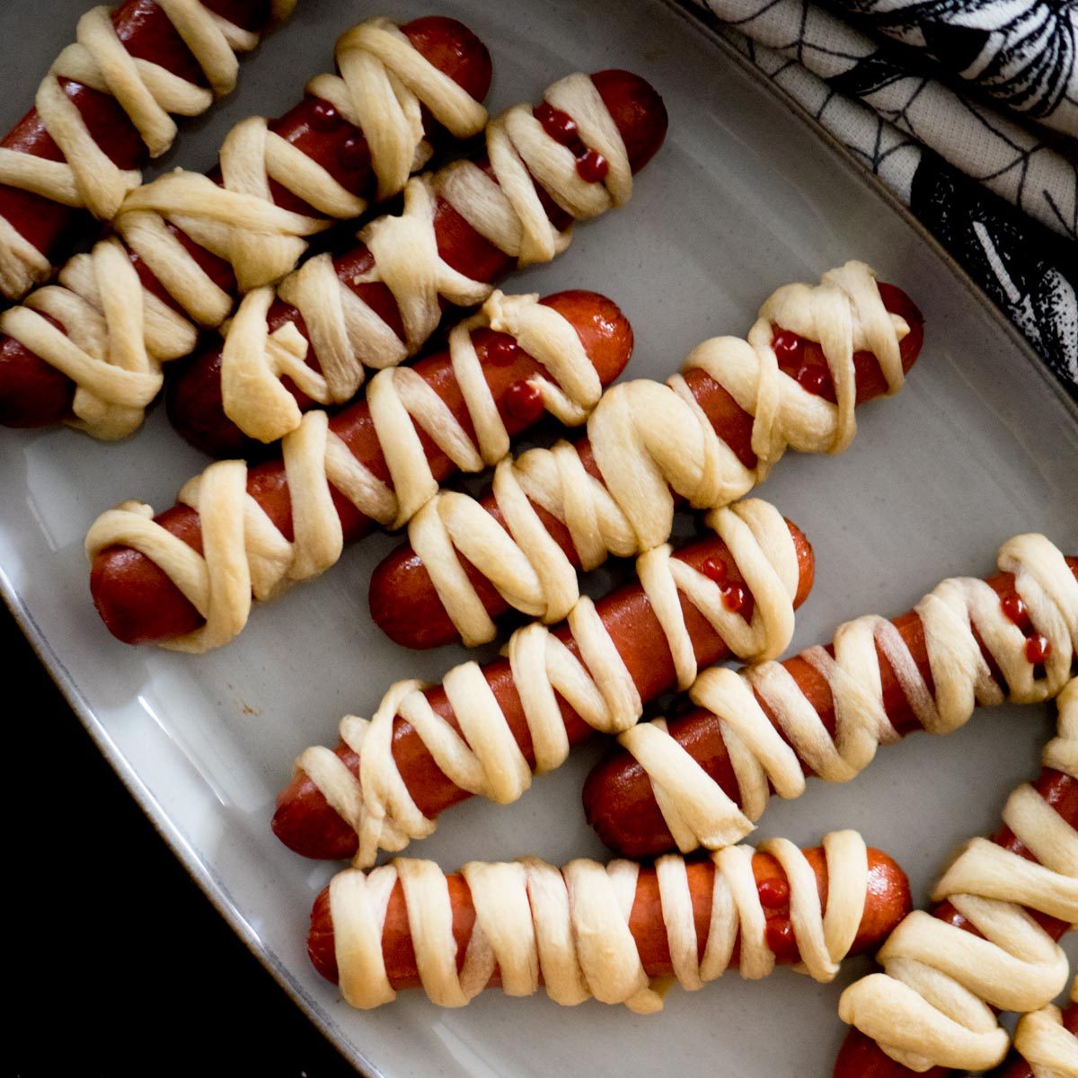 Mummy Pigs in a Blanket at home