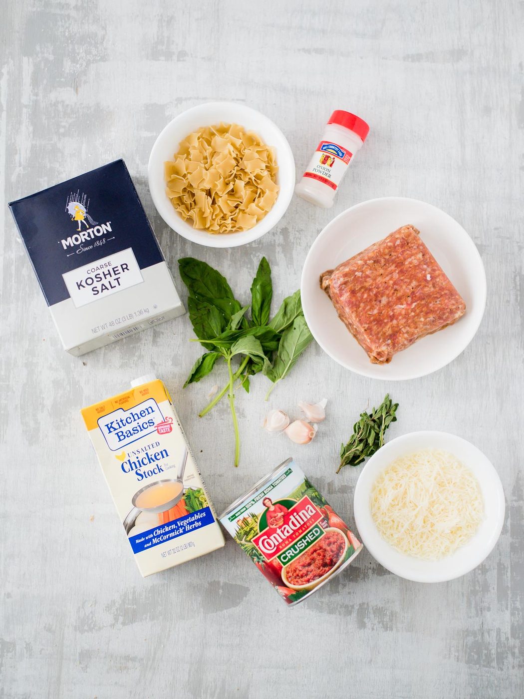 ingredients for one-pot lasagna soup