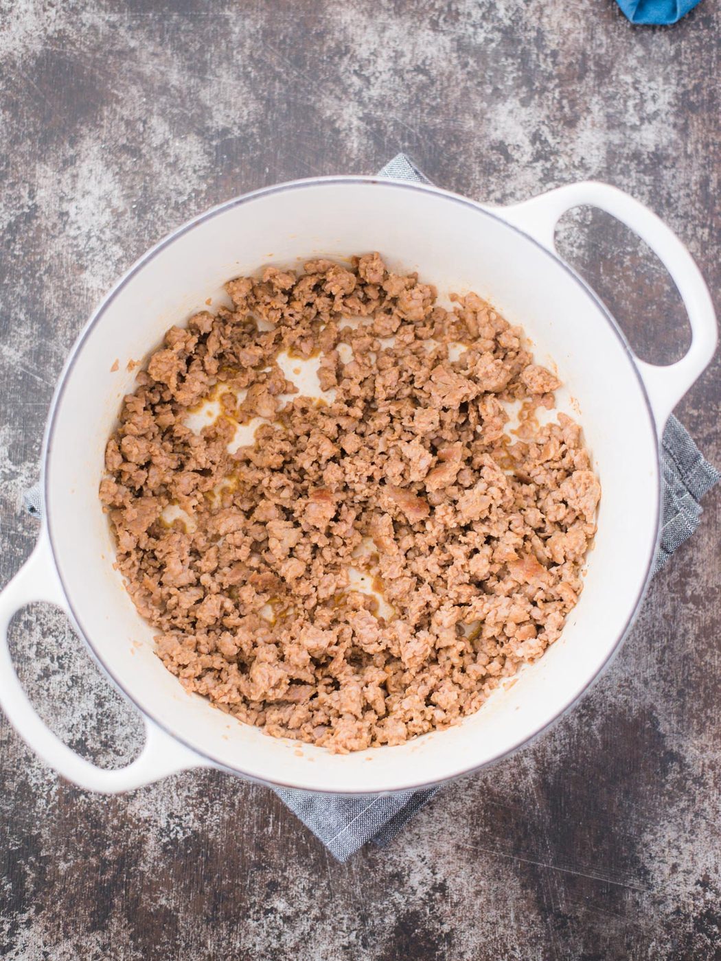 cooked italian sausage in pot