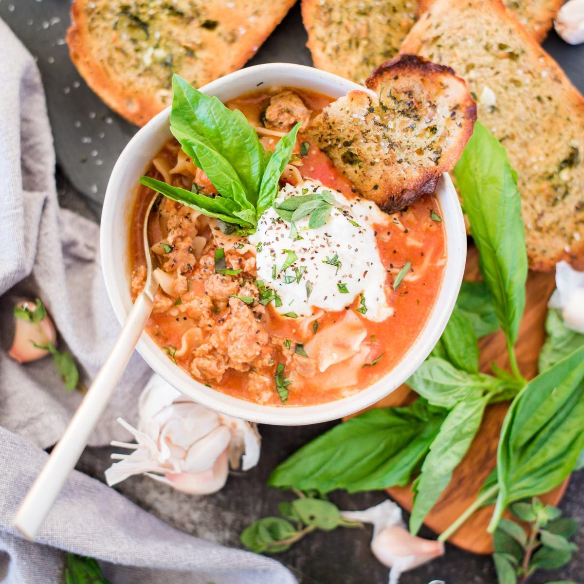 Straightforward One Pot Lasagna Soup