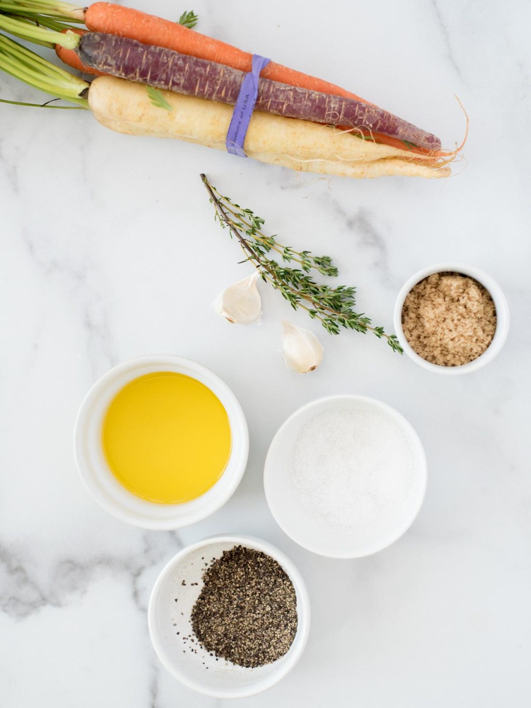 ingredients for Oven Roasted Brown Sugar Garlic Carrots