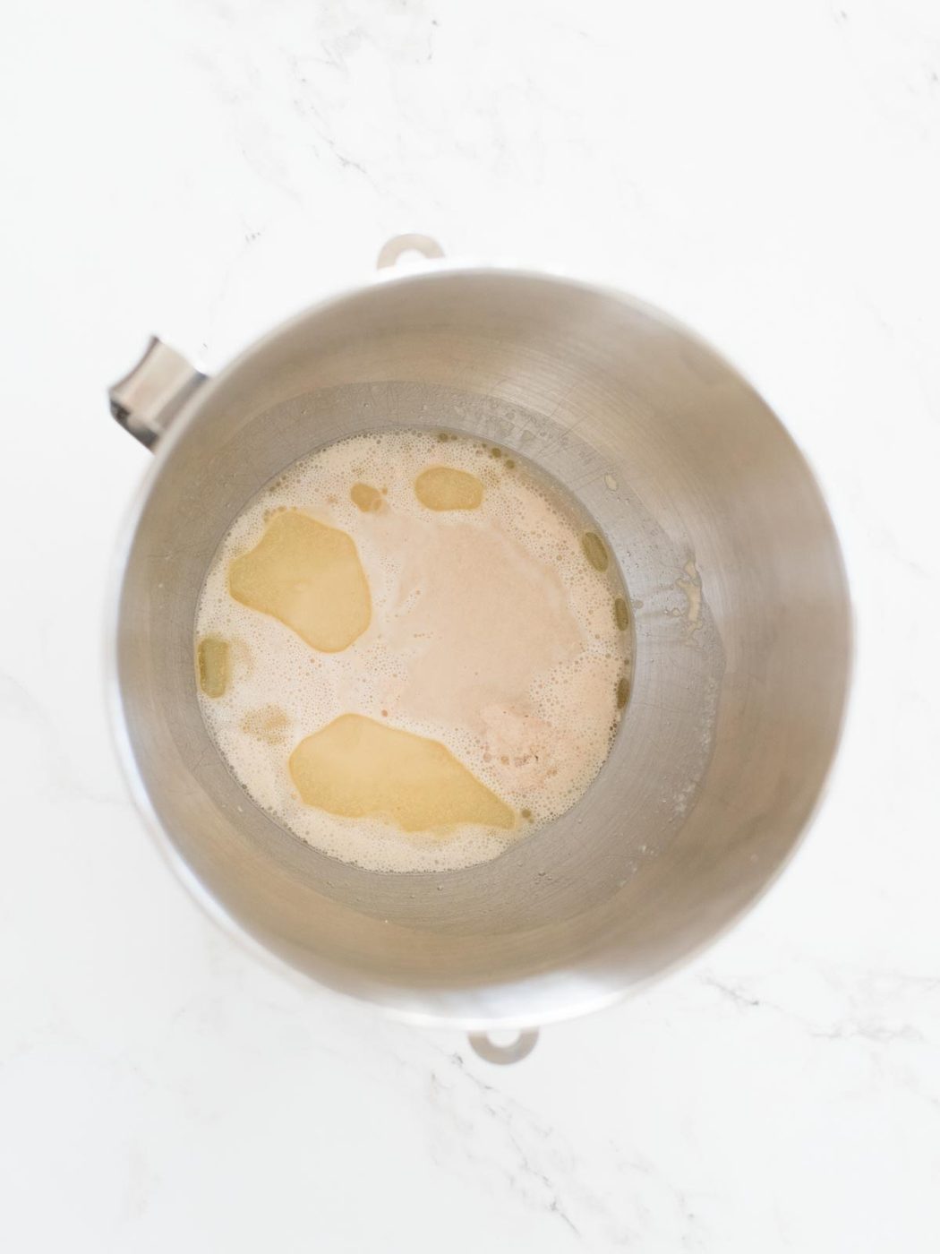 oil and salt added to proofed yeast