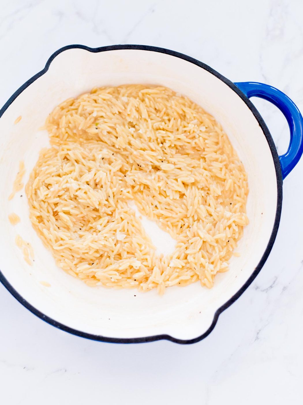 cooked orzo after liquid has been absorbed