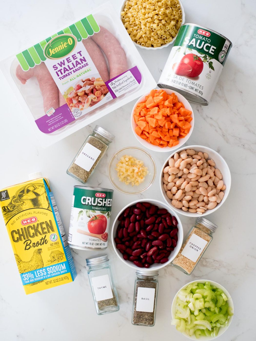 ingredients for pasta fagioli soup