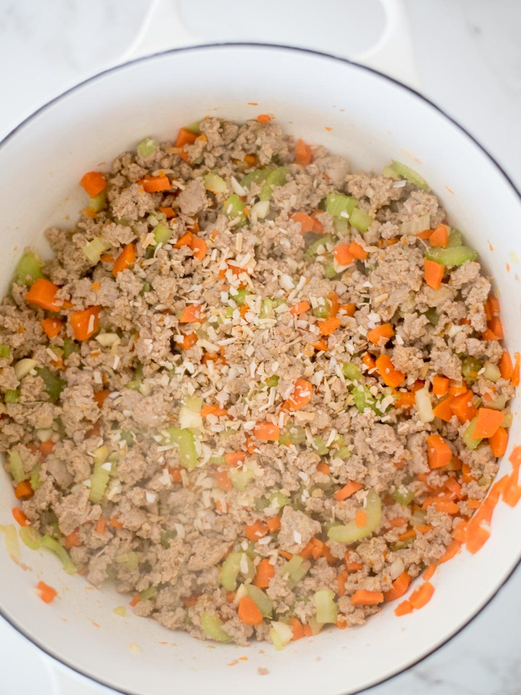 dried onion added to turkey sausage mix