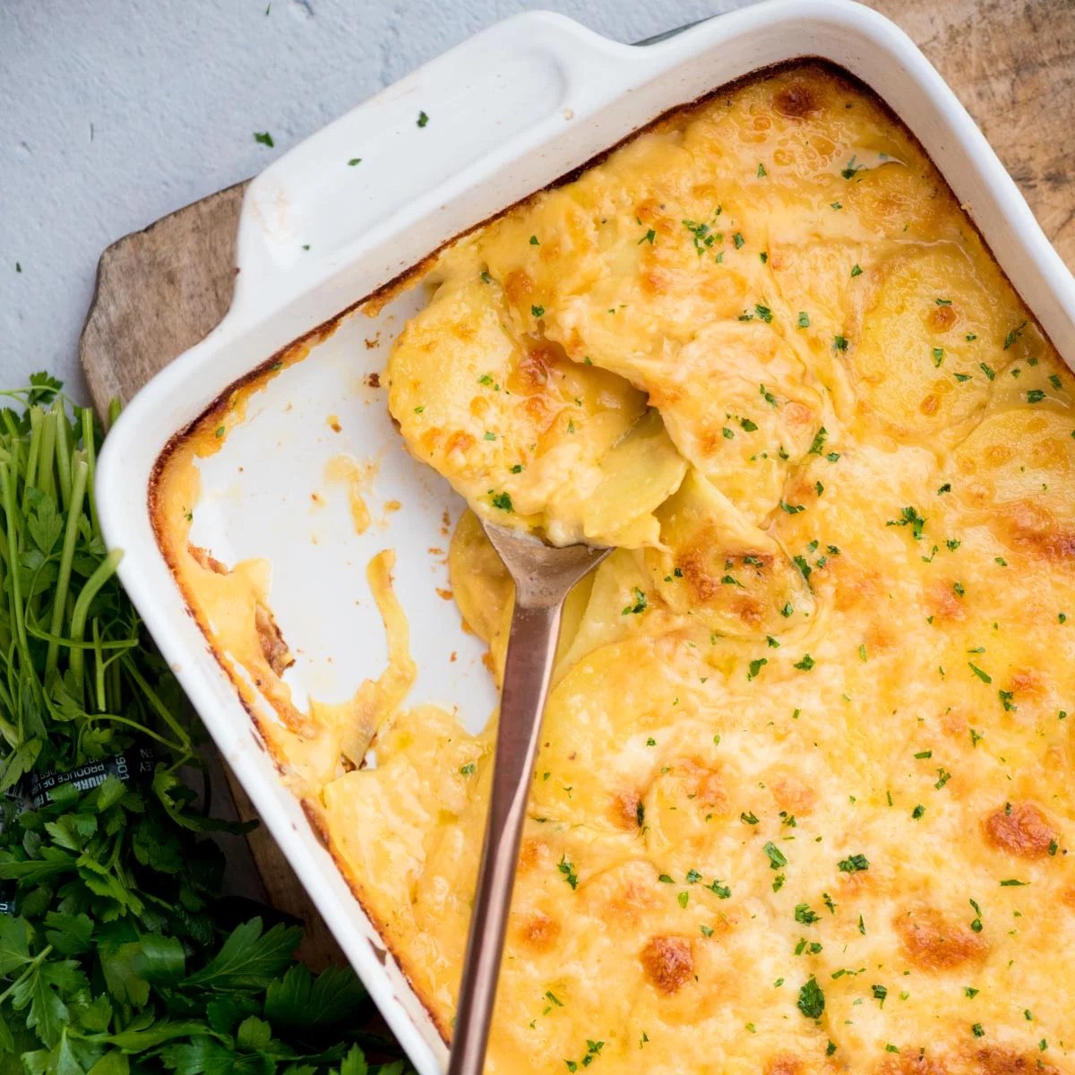 Potatoes Au Gratin, cheesy