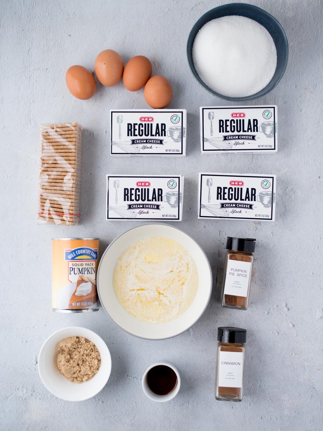 ingredients to make pumpkin cheesecake bars