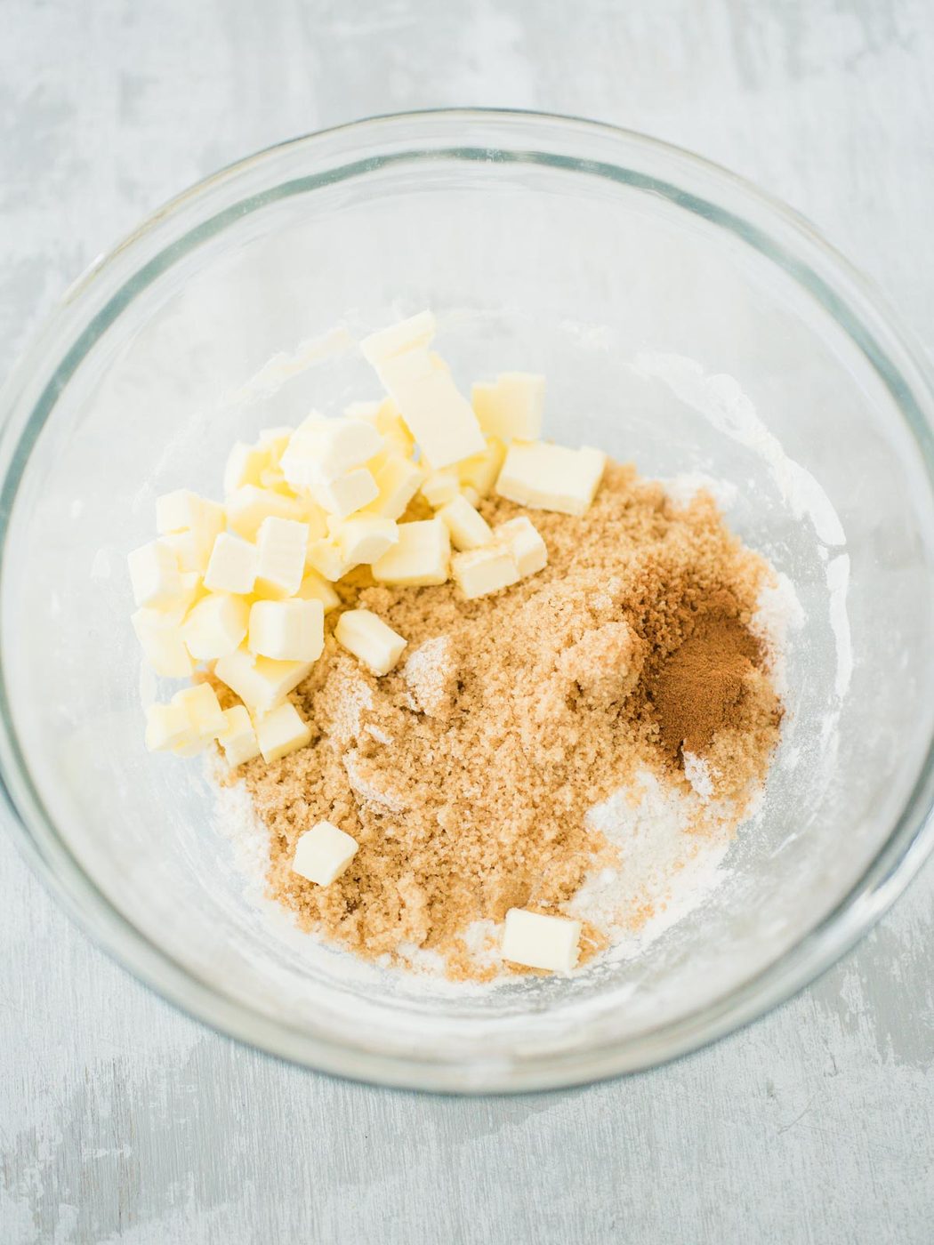 ingredients for streusel topping in a bowl