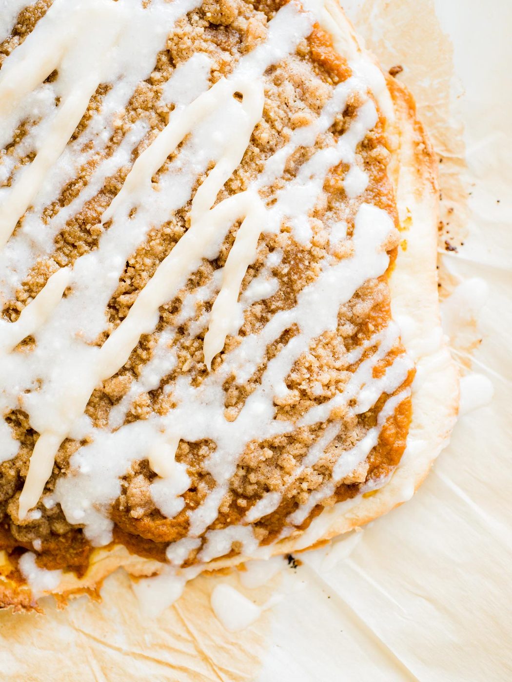 an unsliced whole pumpkin dessert pizza