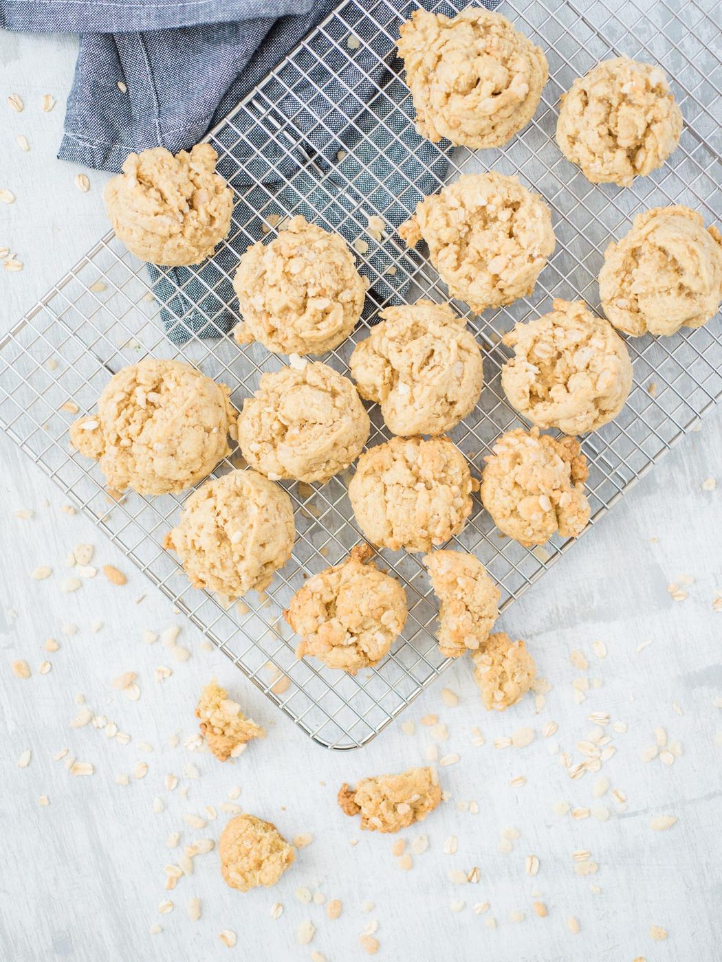 rice krispie oatmeal cookies on a cooling rack