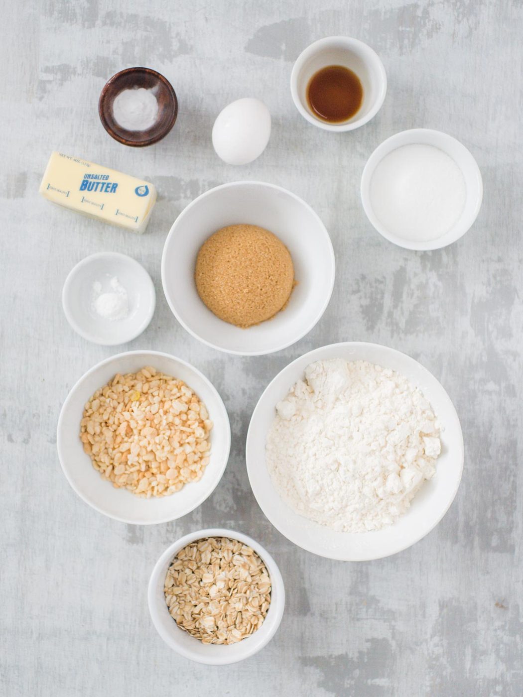 ingredients for rice krispie oatmeal cookies