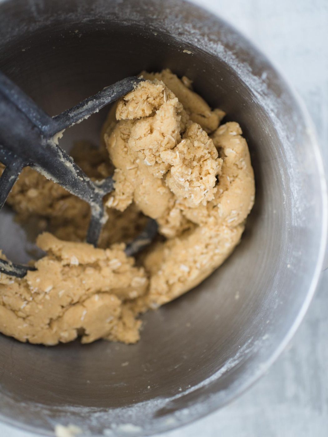 ingredients for rice krispie oatmeal cookies mixed up