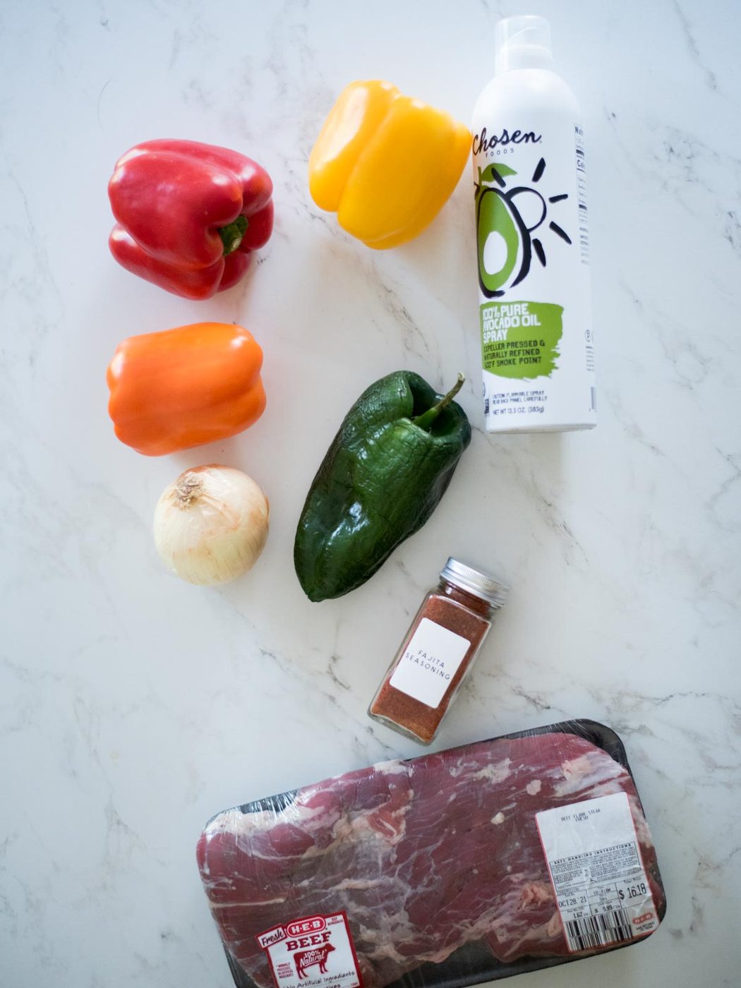 ingredients for sheet pan beef fajitas