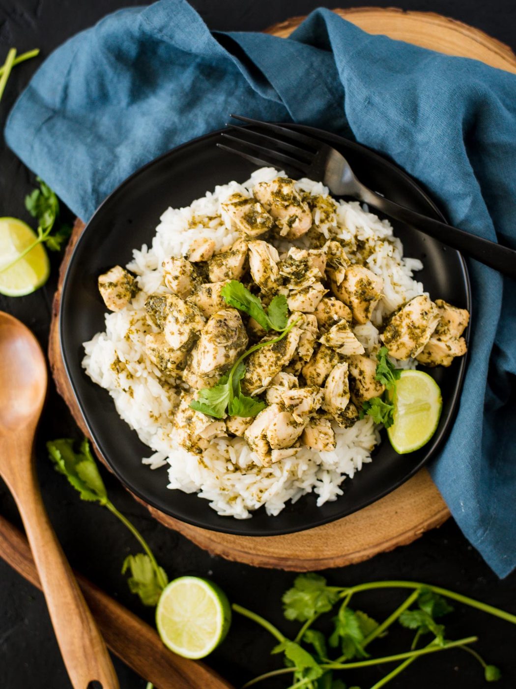 slow cooker cilantro lime chicken on a plate