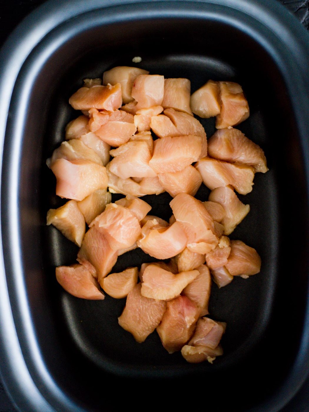 chopped chicken in slow cooker