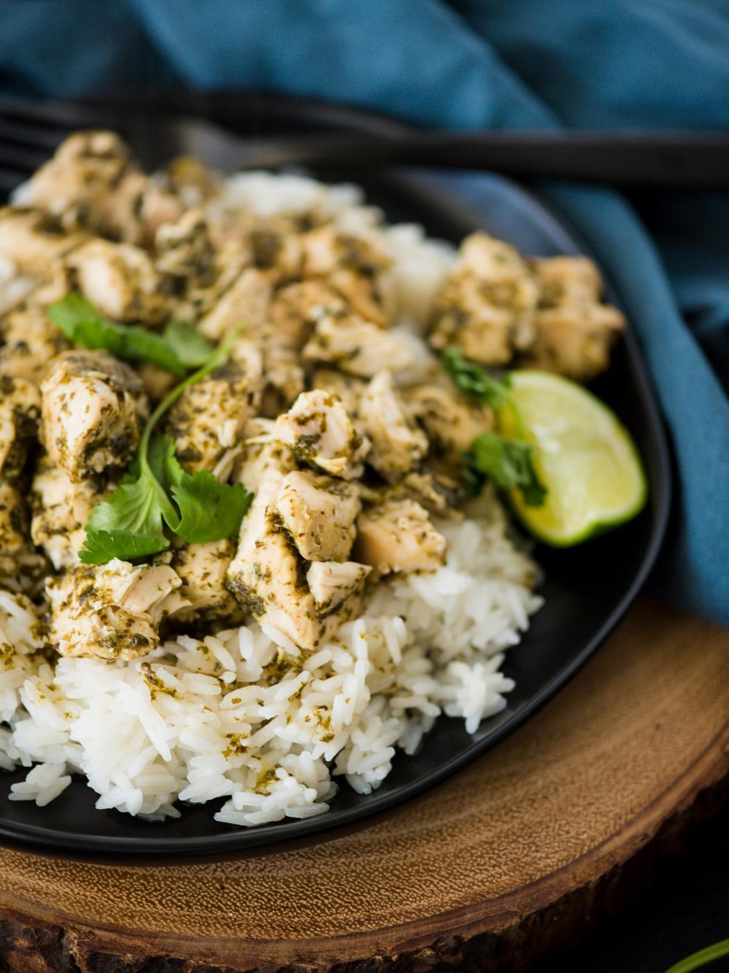 slow cooker cilantro lime chicken on a plate