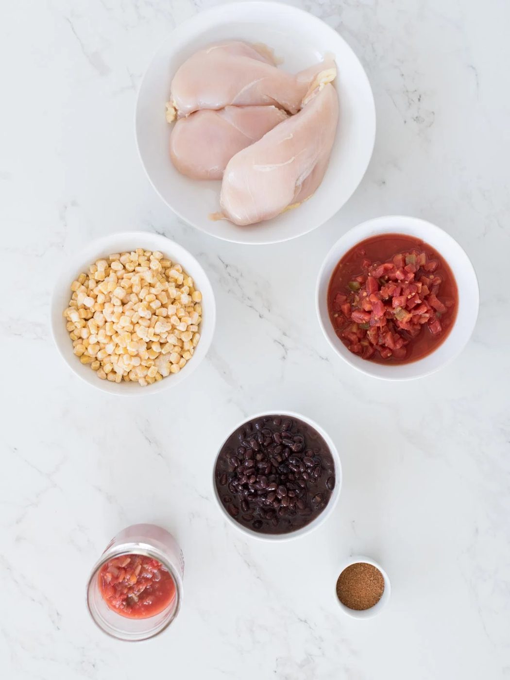 ingredients for slow cooker Mexican chicken in the crockpot