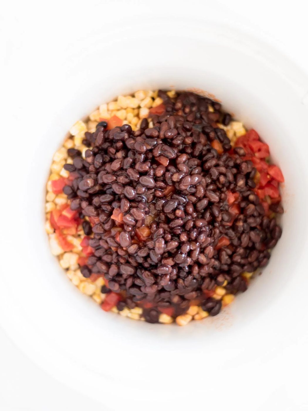 black beans added to the crockpot