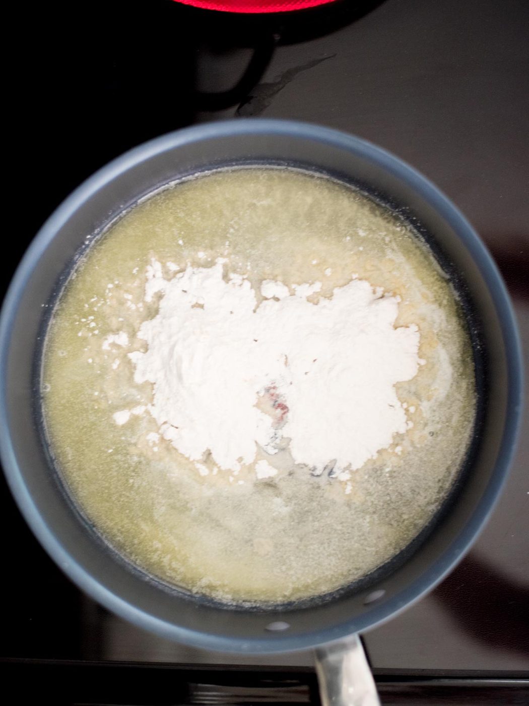 flour added to melted butter in a skillet