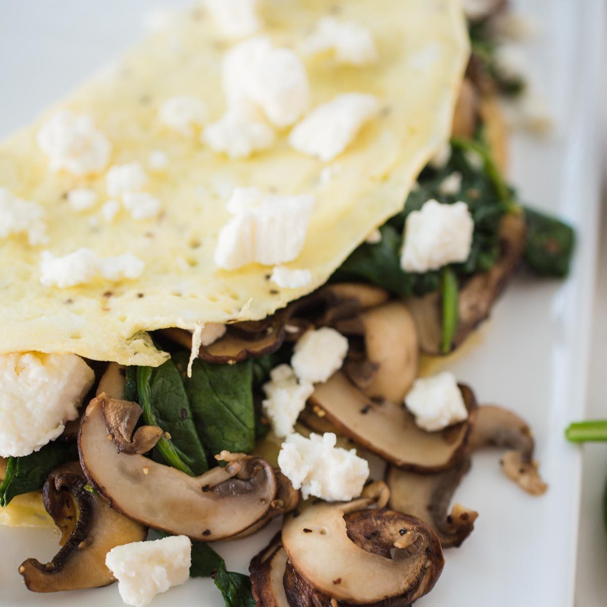 Mushroom Spinach Omelette and Feta Cheese