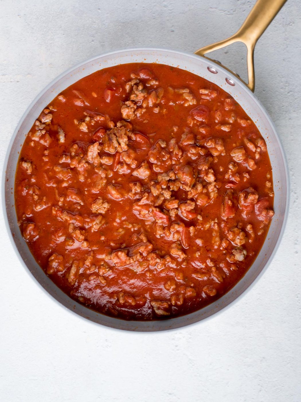 meat sauce in a skillet