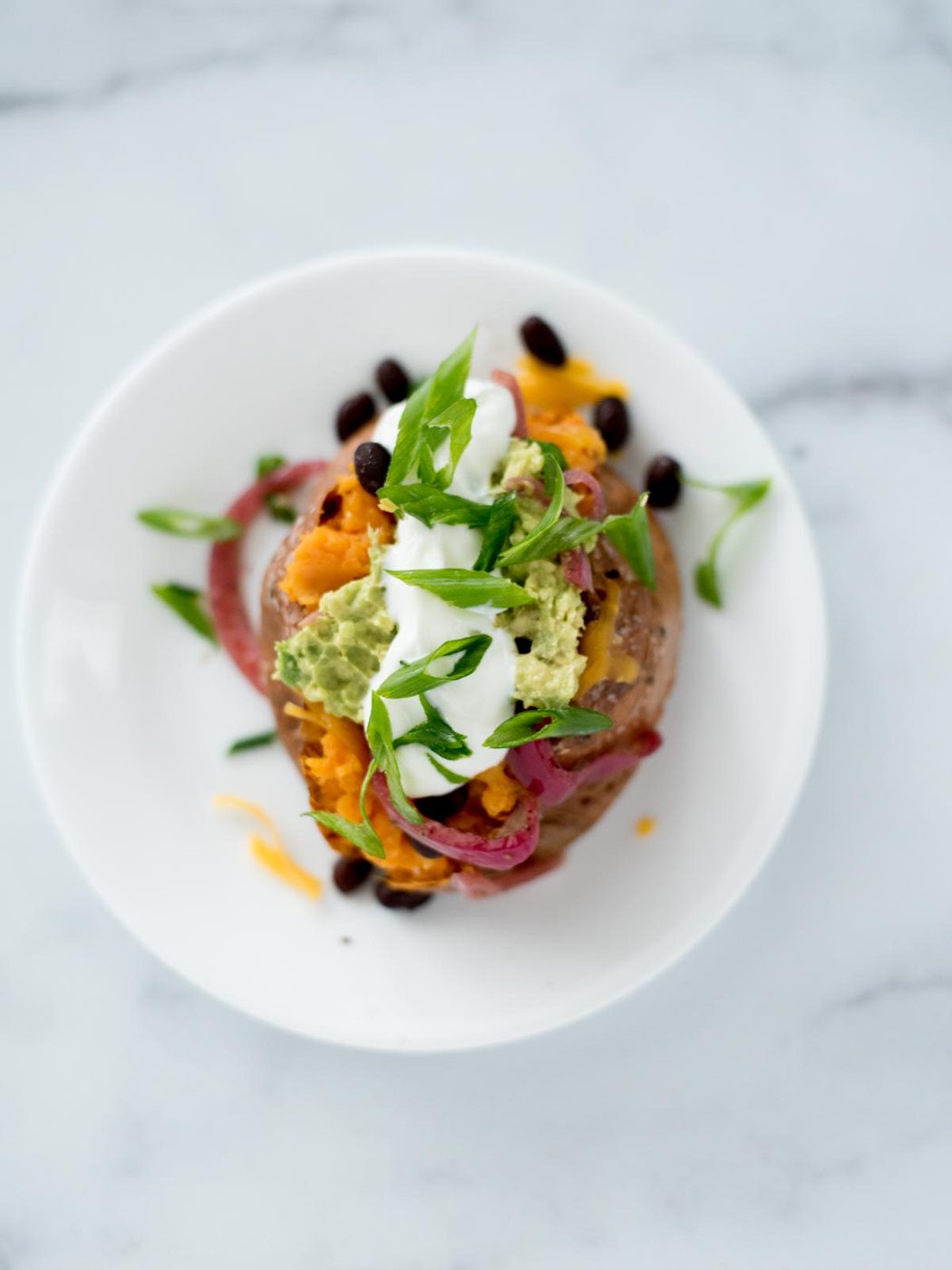 sour cream and onion on sweet potato