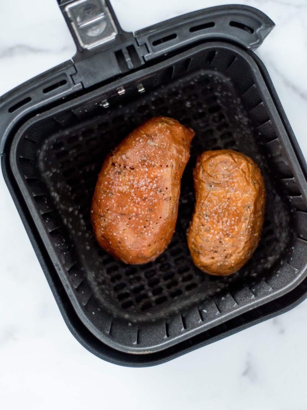 cooked sweet potatoes in air fryer